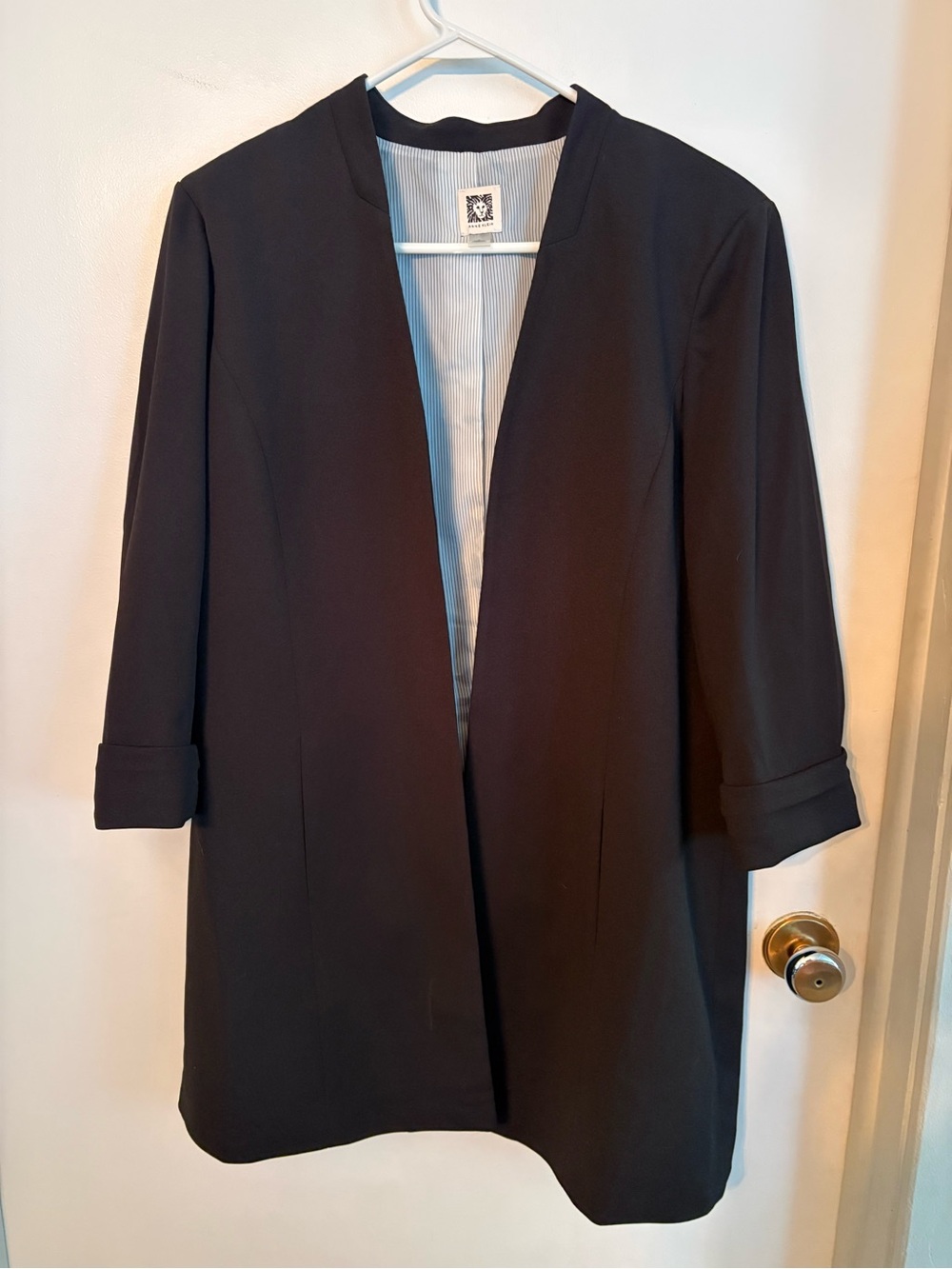 Large Anne Klein Black Open-Front Women's Blazer Jacket